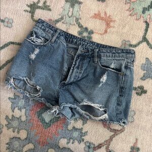 Articles Of Society Blue Distressed Shorts